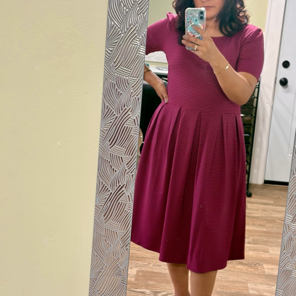 LuLaRoe Raspberry Striped Midi Dress